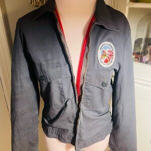 VTG Black Bomber Jacket w/ Embroidered Patch “Memphis Hardwood Flooring Company”